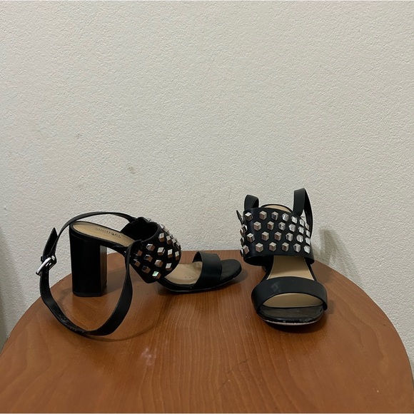 Michael Kors Valencia Black Studded Women's Block Heel Sandals Business Sz 6.5 - Picture 9 of 11